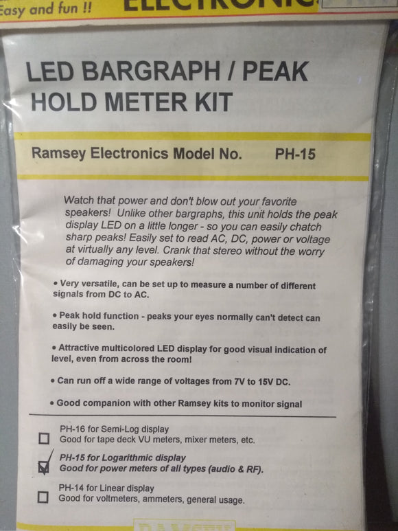 Ramsey Led Bargraph / Peak Hold Meter PH-15 Kit