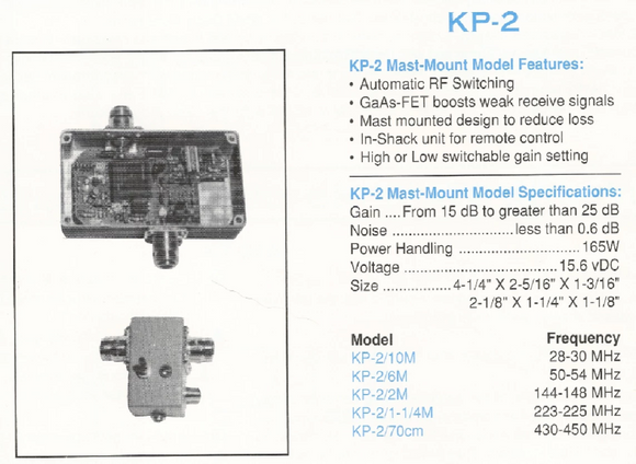 Mirage/KLM KP-2/70cm 430-450 MHz Preamplifier